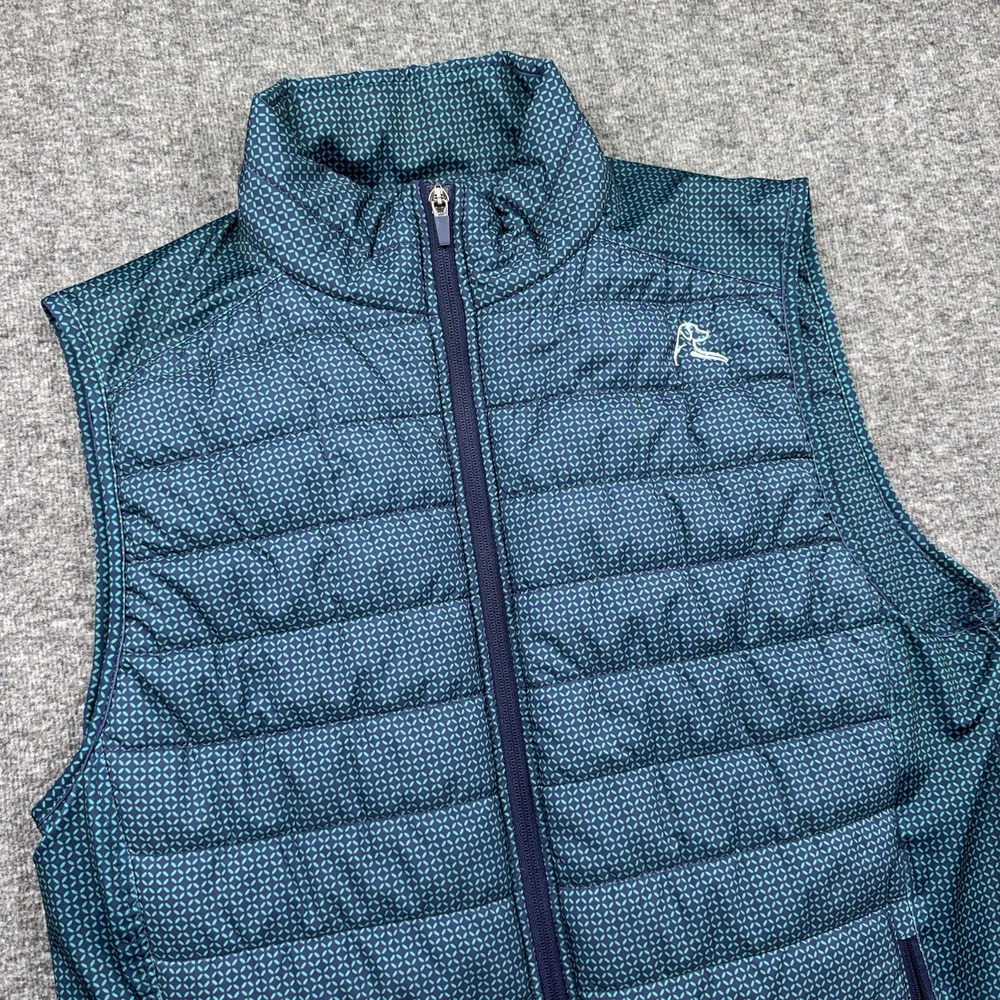 Rhoback Fulton Quilted Insulated Vest Full Zip Stretch Golf Men Sz M Blue Green